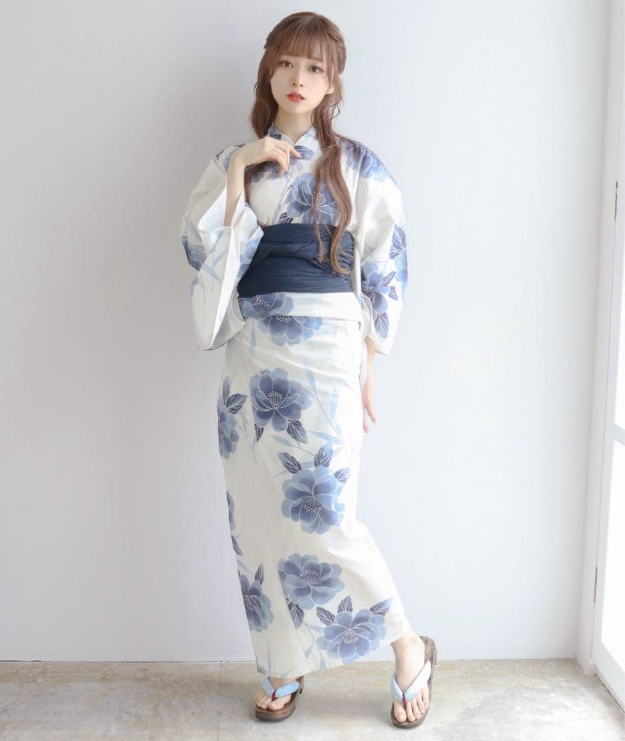 KYOETSU セパレート浴衣　4点セット　静寂に薄花桜