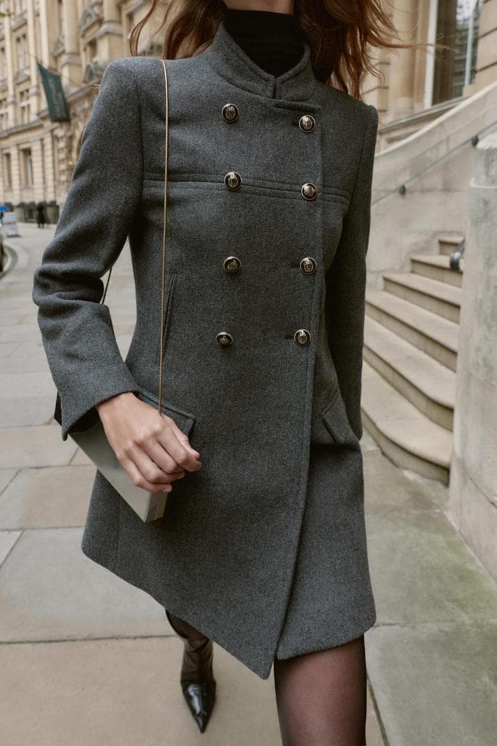 ZARA　ウールダブルブレストコート S