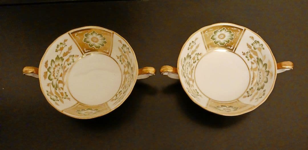 値下げ‼️ロイヤルクラウンダービーパネル グリーン スープカップ＆ソーサー①②