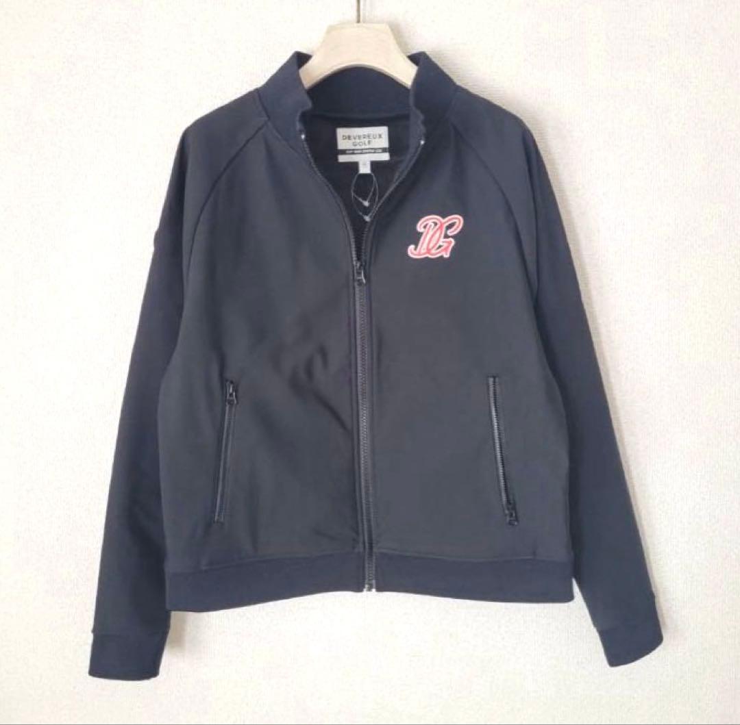 新品未使用【デヴァロー ゴルフ】レディース バッグプリントリップブルゾン 黒 Ｍ