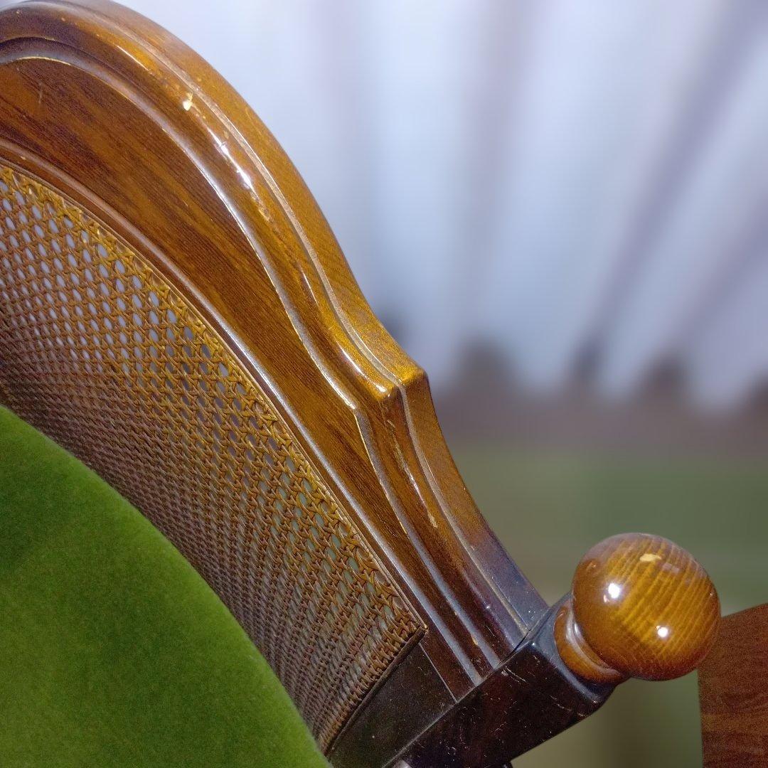 オールドカリモクbackrest-rattan モケットグリーンkarimoku