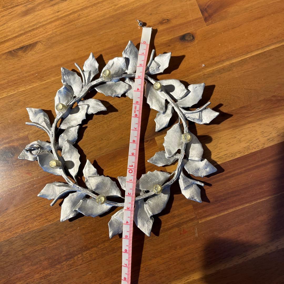 アトリエジュンコ　鍋敷　ポットスタンド　リース　シルバー系　美品　ピューター