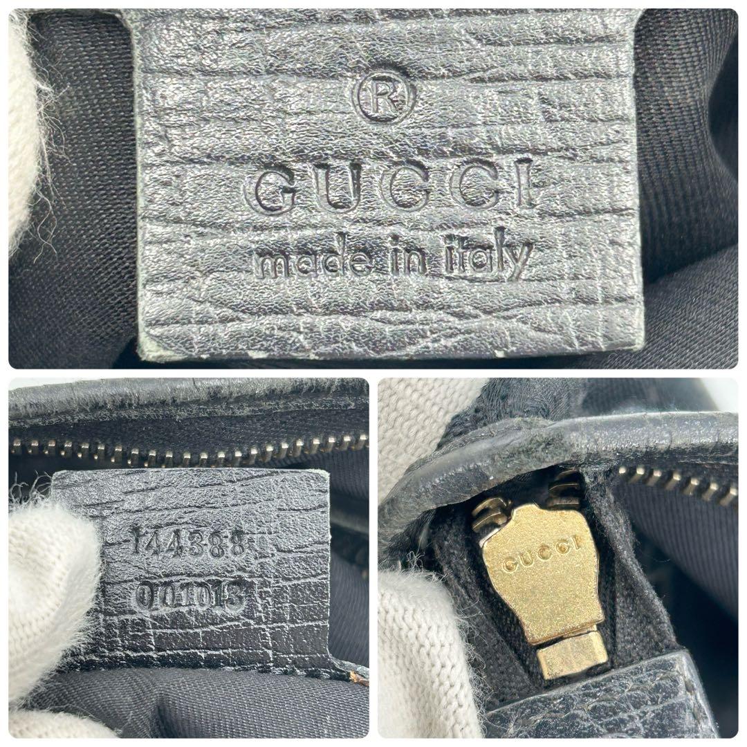 グッチ　ショルダーバッグ　シェリー　GG キャンバス ブラック　レザー