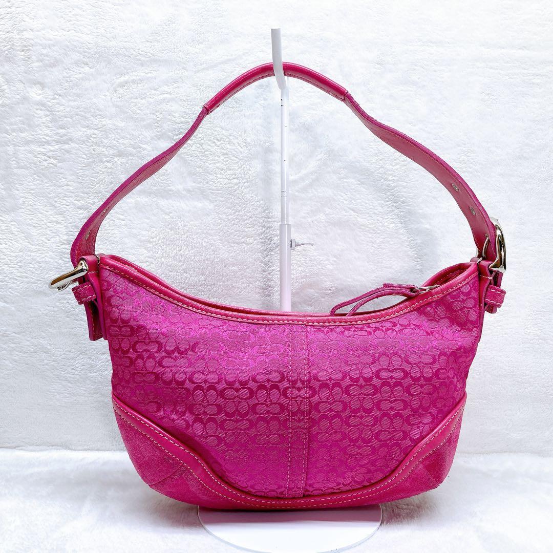 バッグ Coach Soho Hobo Suede Leather Pink Rare