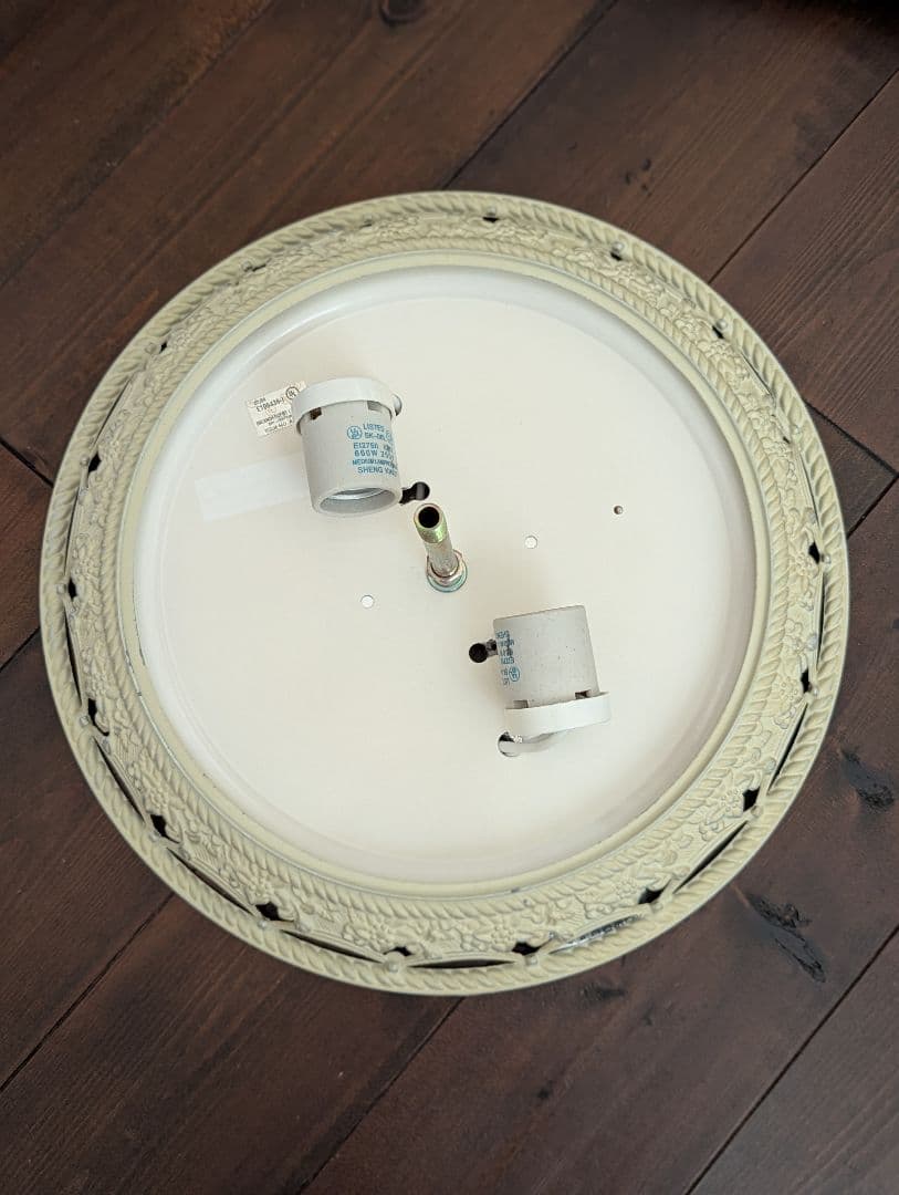 フランス ヴィンテージ 円形 レリーフガラス シーリングライト 照明