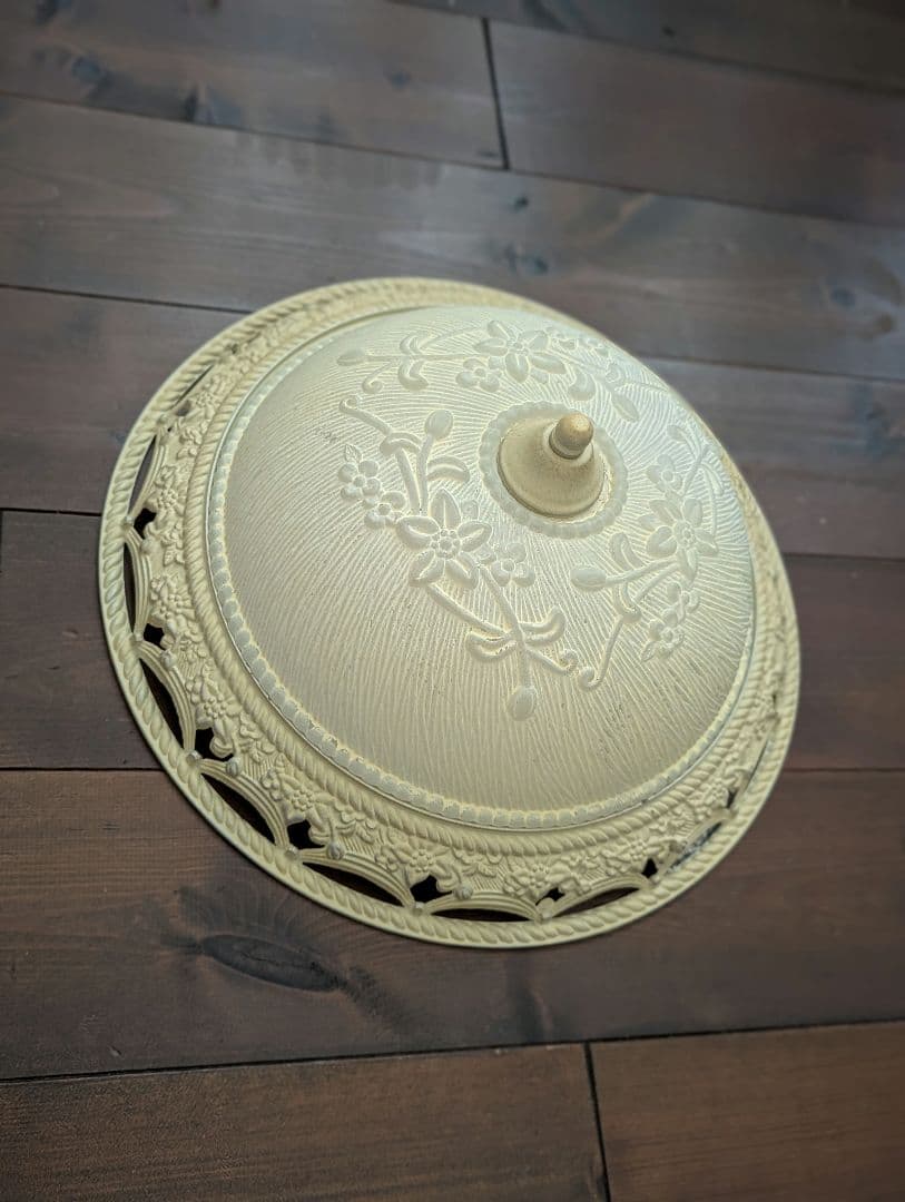 フランス ヴィンテージ 円形 レリーフガラス シーリングライト 照明