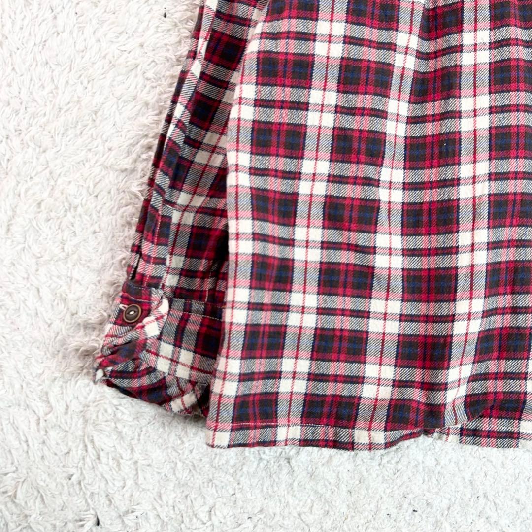 45R インドネル チェック柄 タックフリルブラウス　プルオーバ45rpm