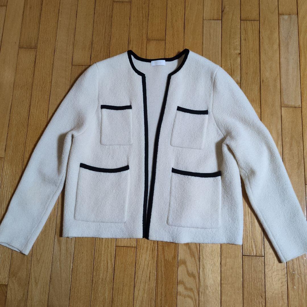 Ballsey ウールナイロンブークレー フロントオープン カーディガン