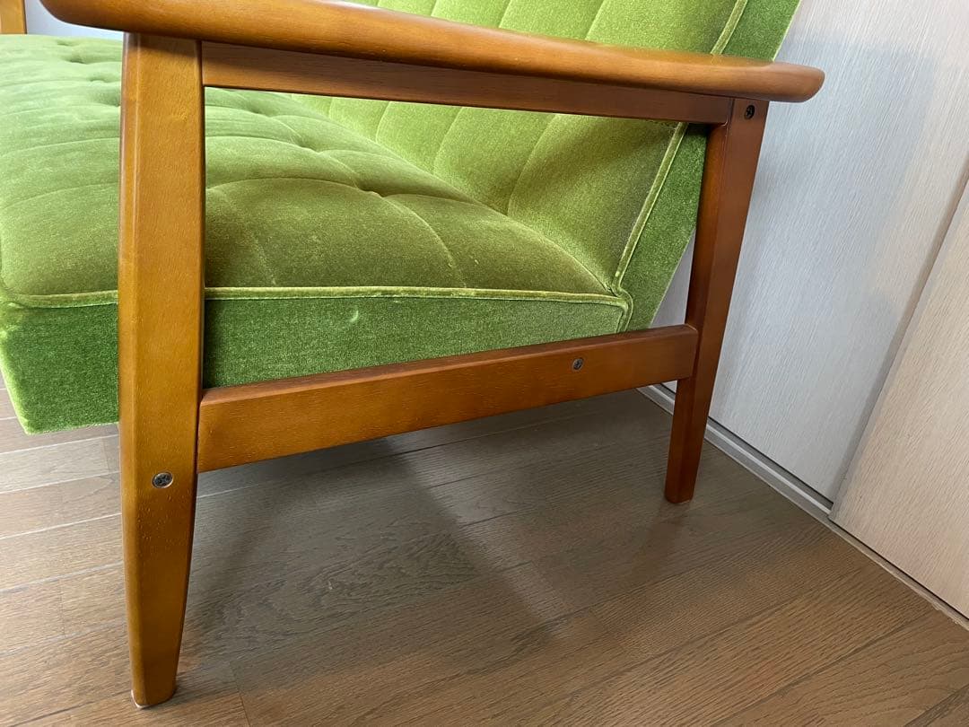 カリモク60Kチェア　2シーター　ソファ　モケットグリーン