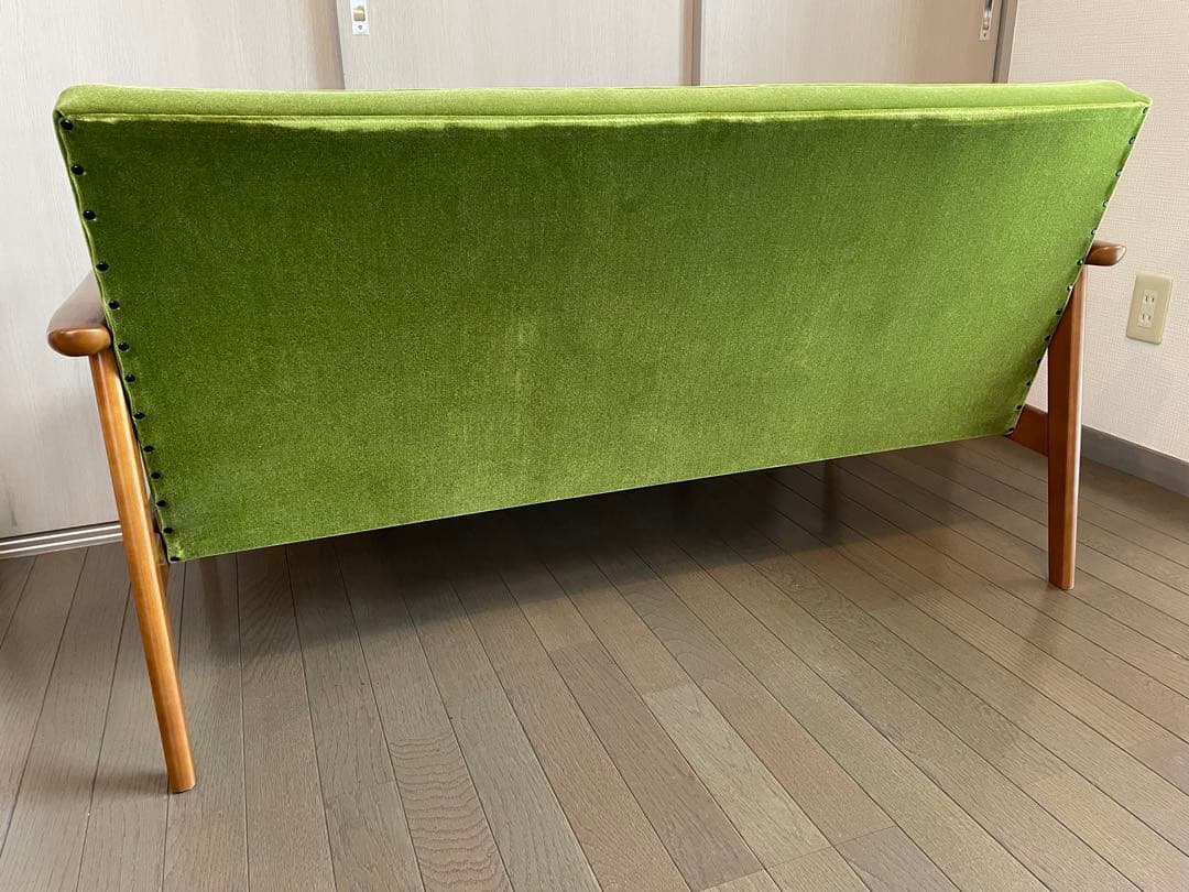 カリモク60Kチェア　2シーター　ソファ　モケットグリーン
