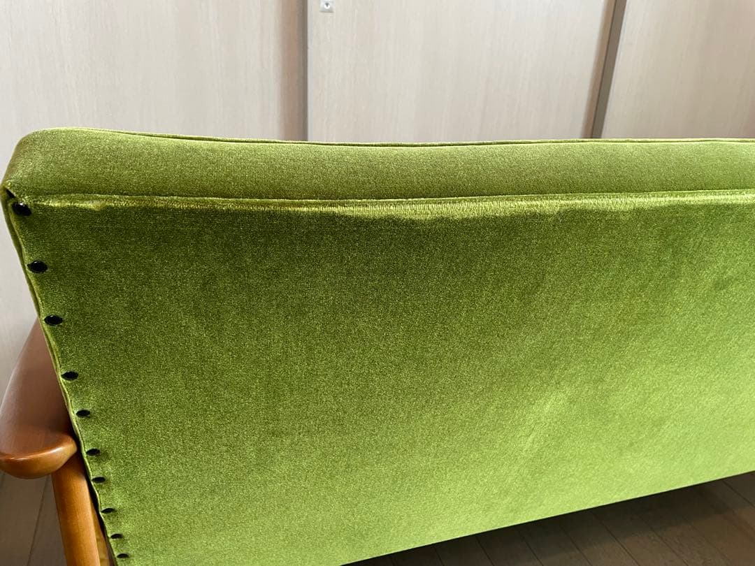 カリモク60Kチェア　2シーター　ソファ　モケットグリーン