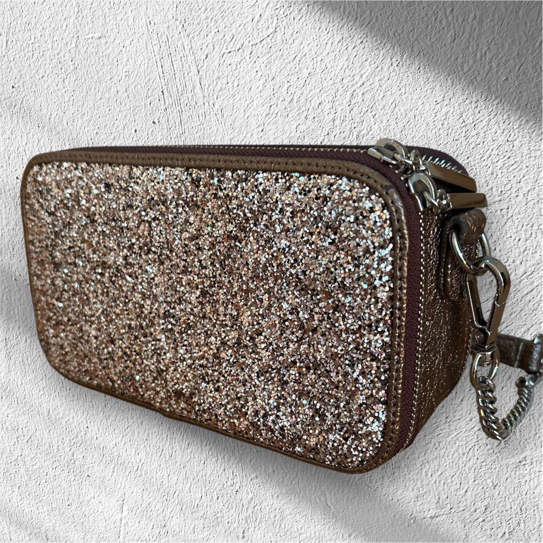 極美品 DIANA グリッター ショルダーバッグ カメラバック チェーン ラメ