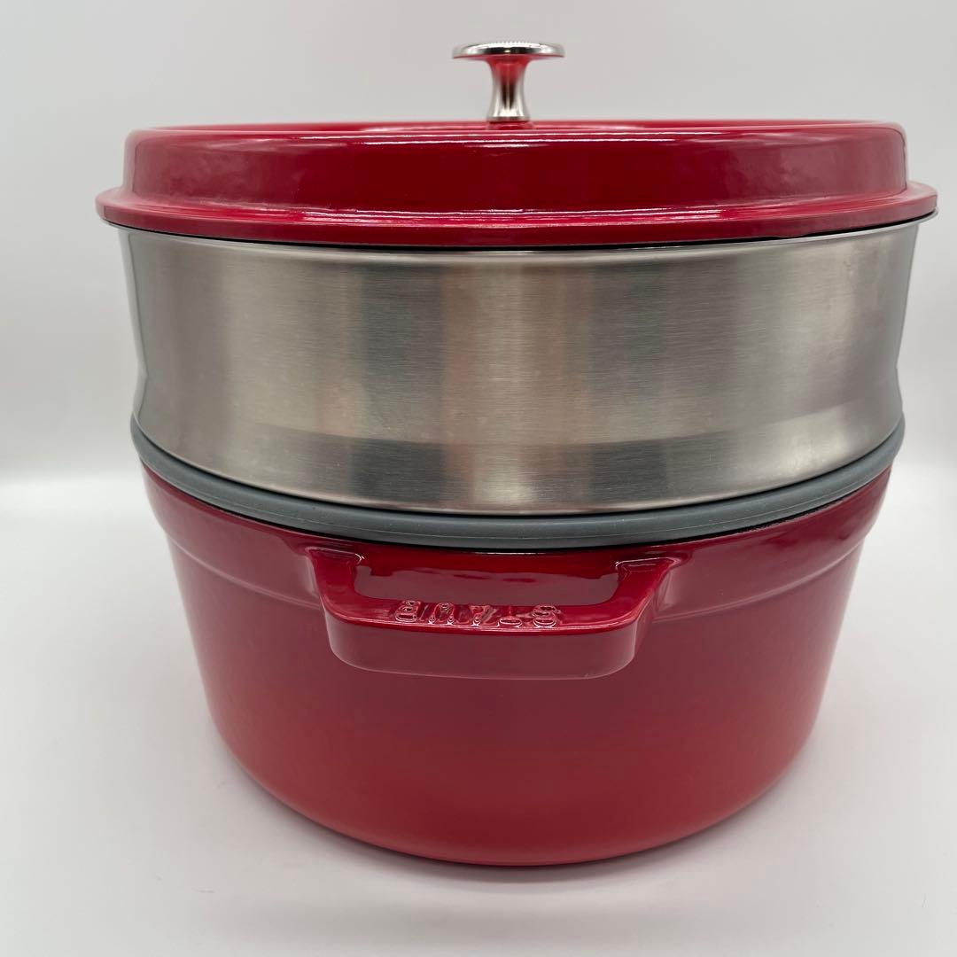 未使用級 staub ストウブ ピコ ココット ラウンドスチーマーセット 26㎝