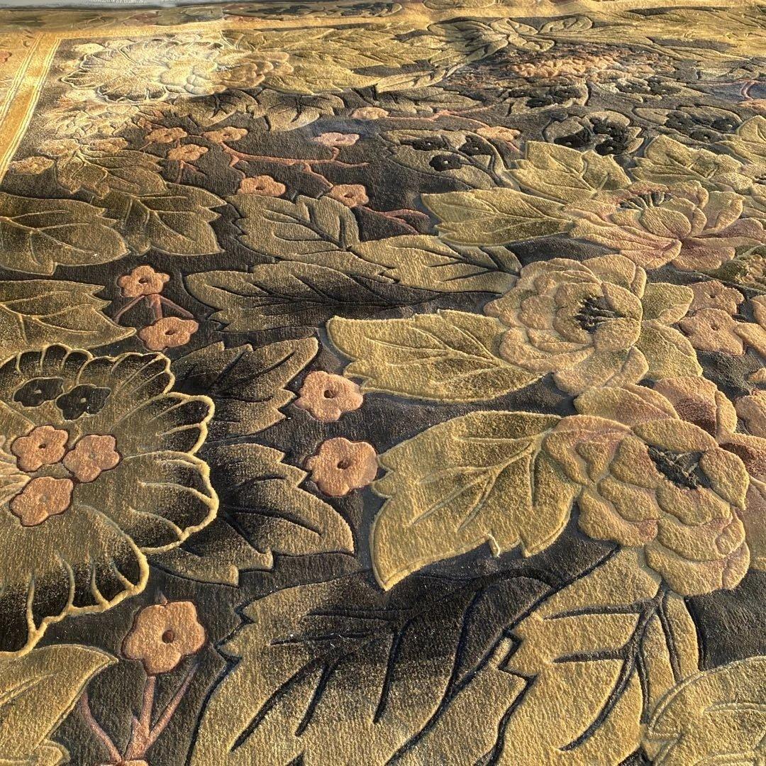 【シルク段通】 大判 カーペット ラグ アンティーク　レトロ