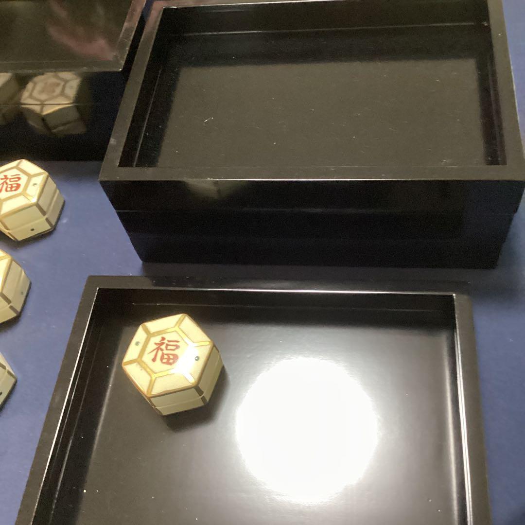 木製黒塗長角八寸と京焼福字香合　珍味入れ　　7セット　　新品未使用