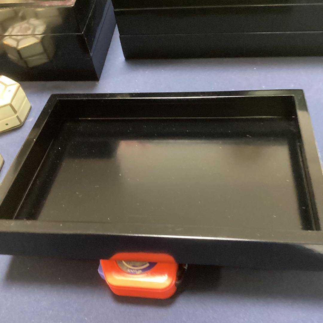 木製黒塗長角八寸と京焼福字香合　珍味入れ　　7セット　　新品未使用