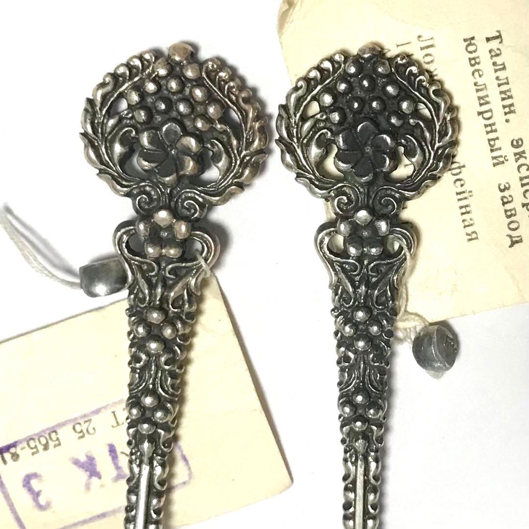 1960年代 ソ連 銀製 ティースプーン 2点 未使用 916 SILVER