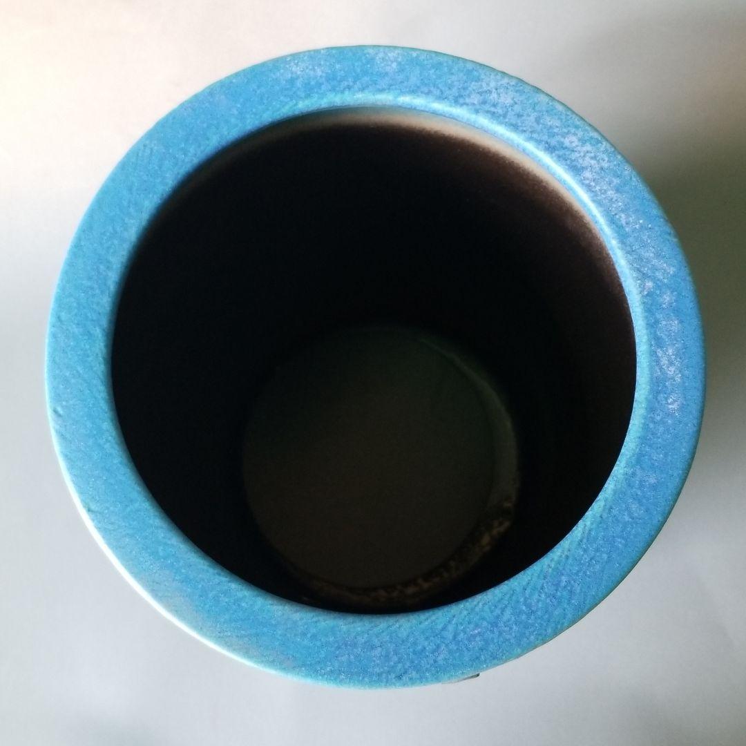 信楽焼傘立て  青 高さ４５cm