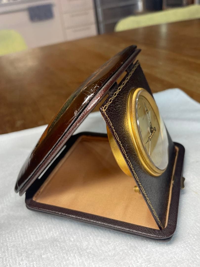 ドイツ　KIENZLE 本革仕様の真鍮ガラス目覚し時計　時計/目覚し　正確稼働