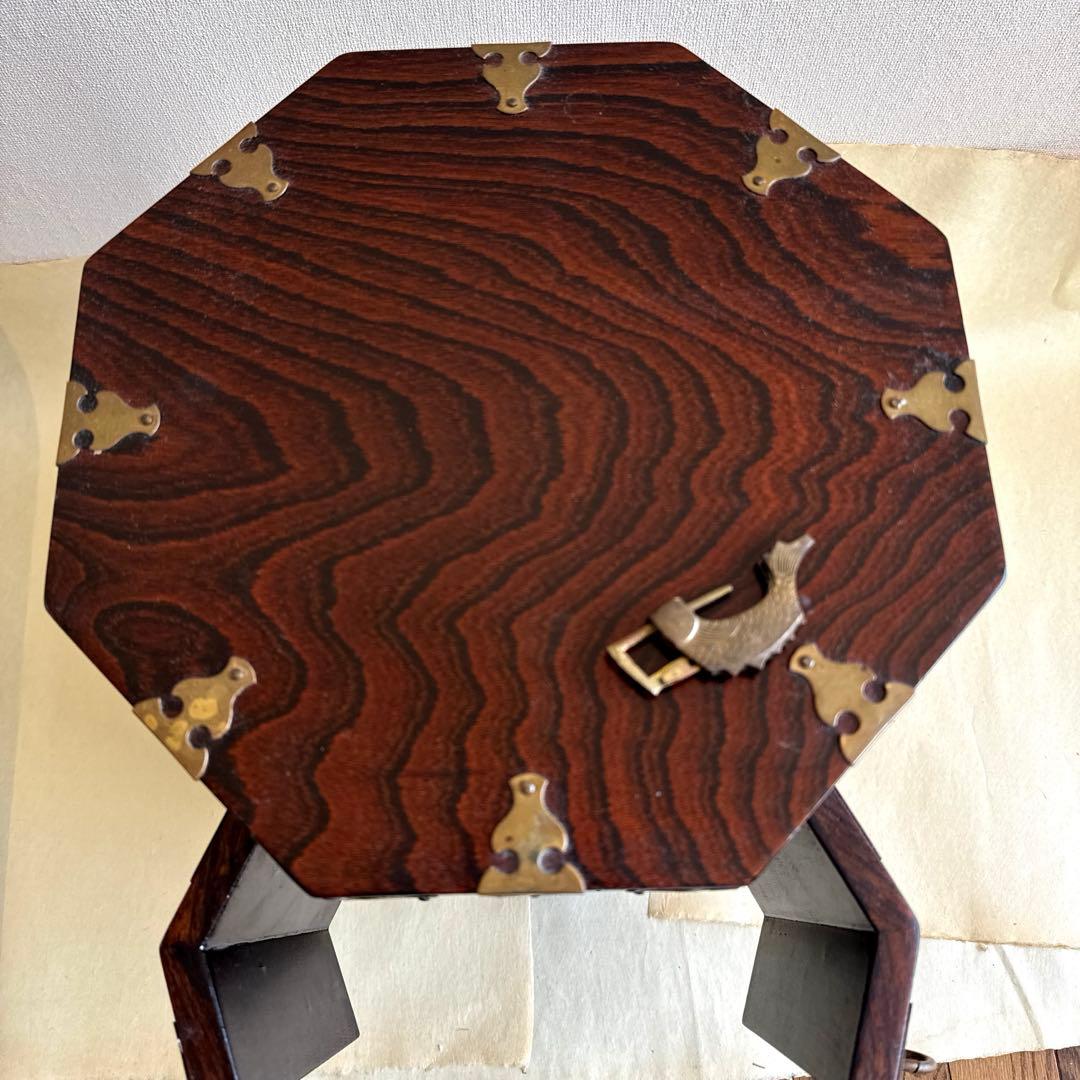 李朝家具　八角形　帽子入れ