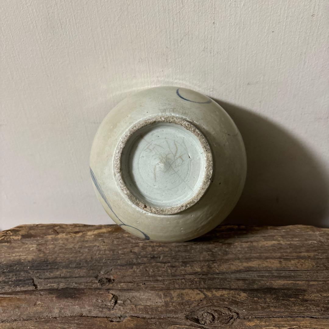 李朝染付草花紋鉢　朝鮮古美術　白磁　茶道具　韓国骨董　アンティーク　白洲正子