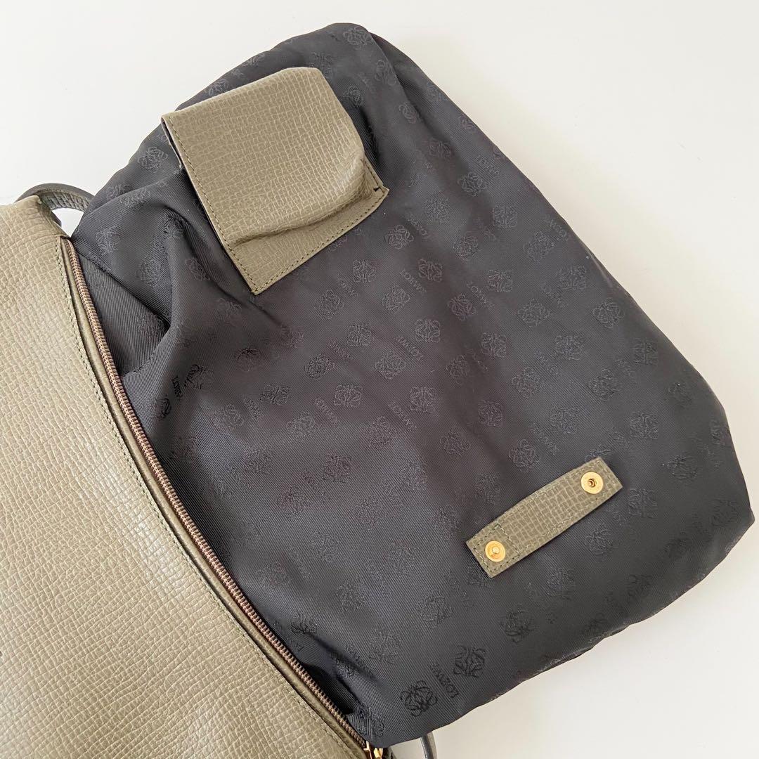 希少　LOEWE　ヴィンテージ　レザー　ワンショルダーホーボー　カーキグリーン