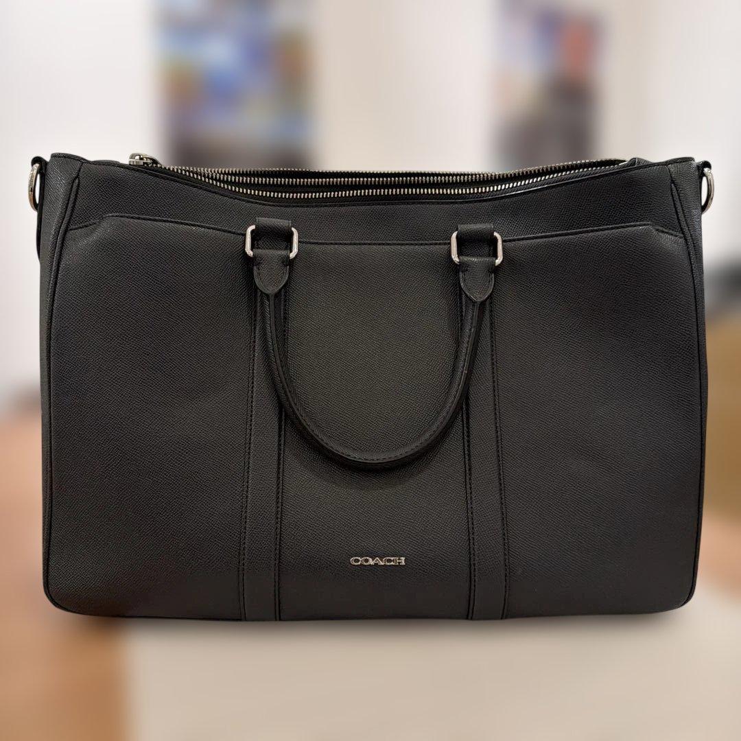 【美品】コーチ　ビジネスバッグ　2way レザー　ブラックカラー