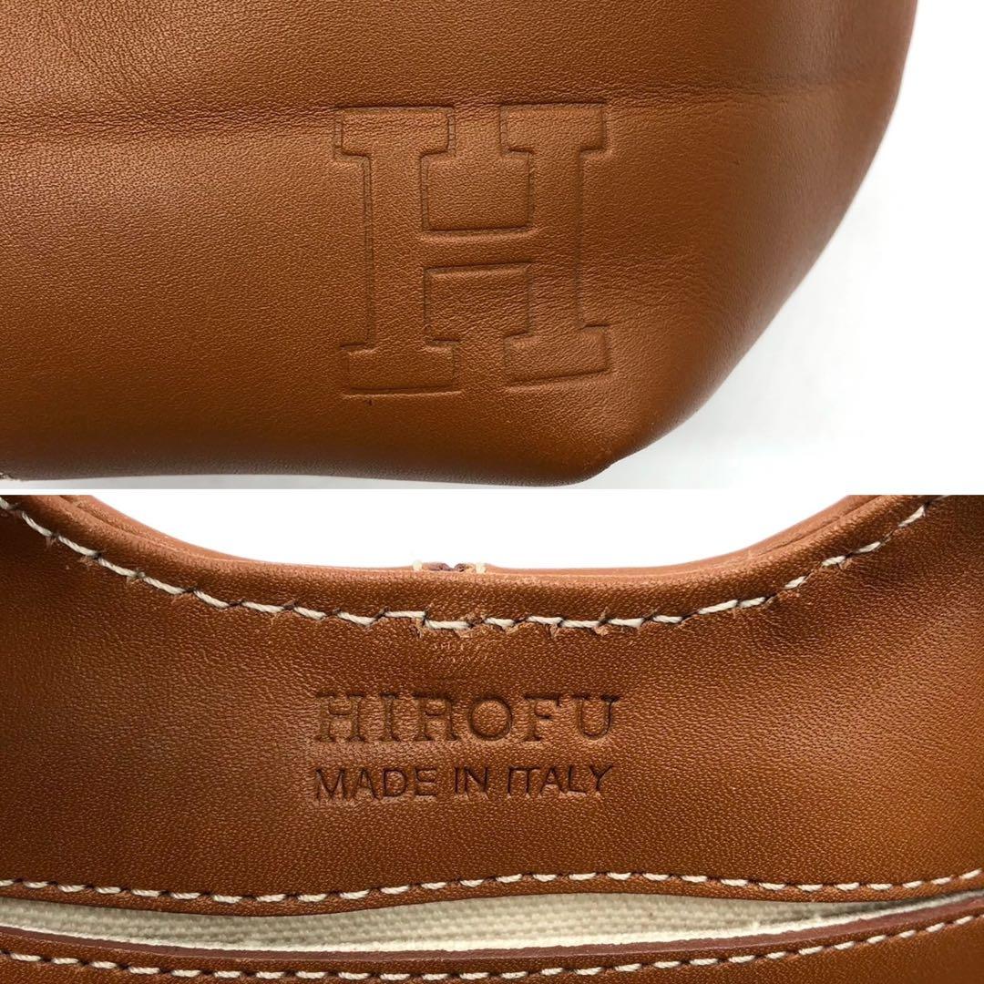✨極希少・美品✨ヒロフ ミニハンドバッグ Hロゴ 型押し レザー ライトブラウン