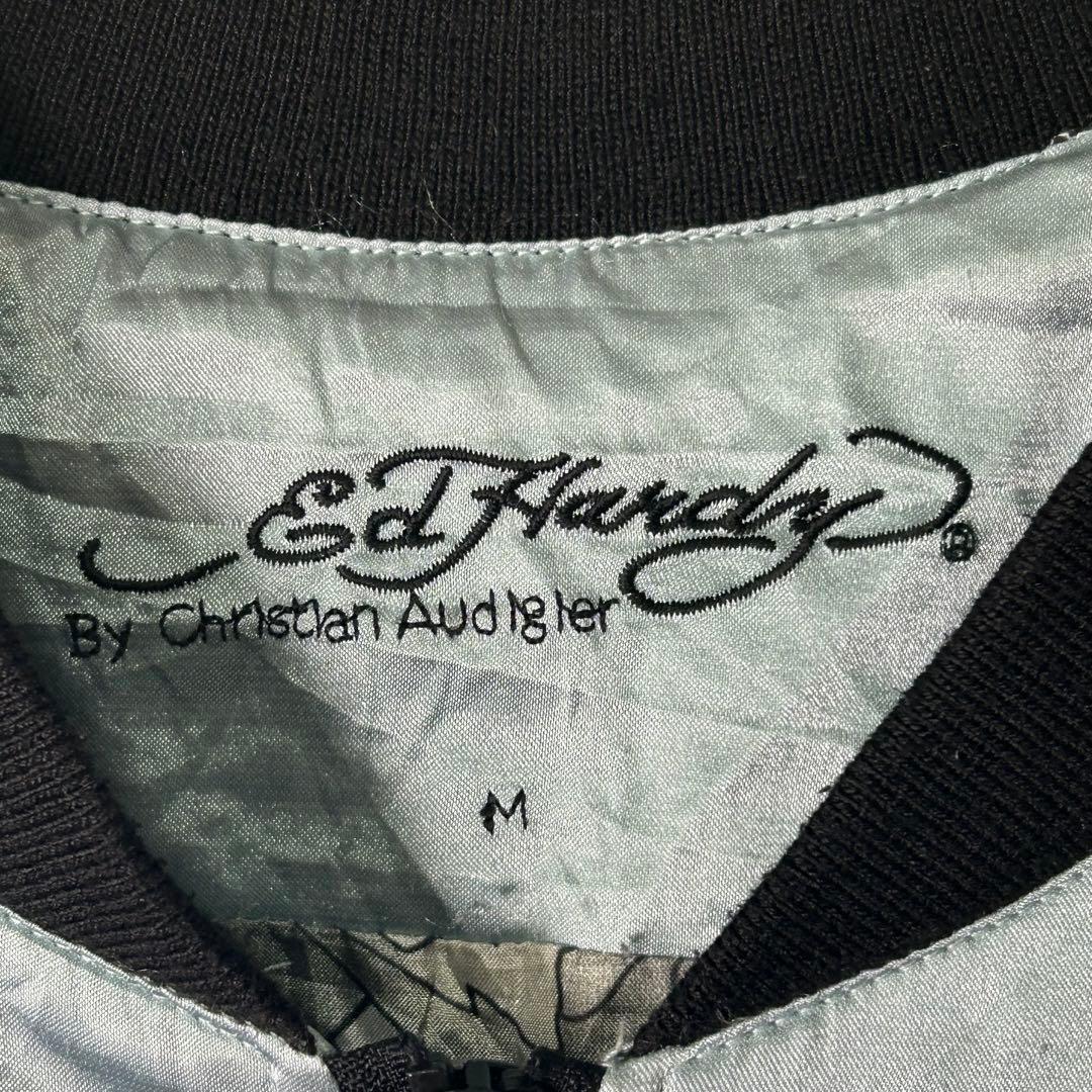 Ed Hardy スカジャン 両面刺繍 黒 水色