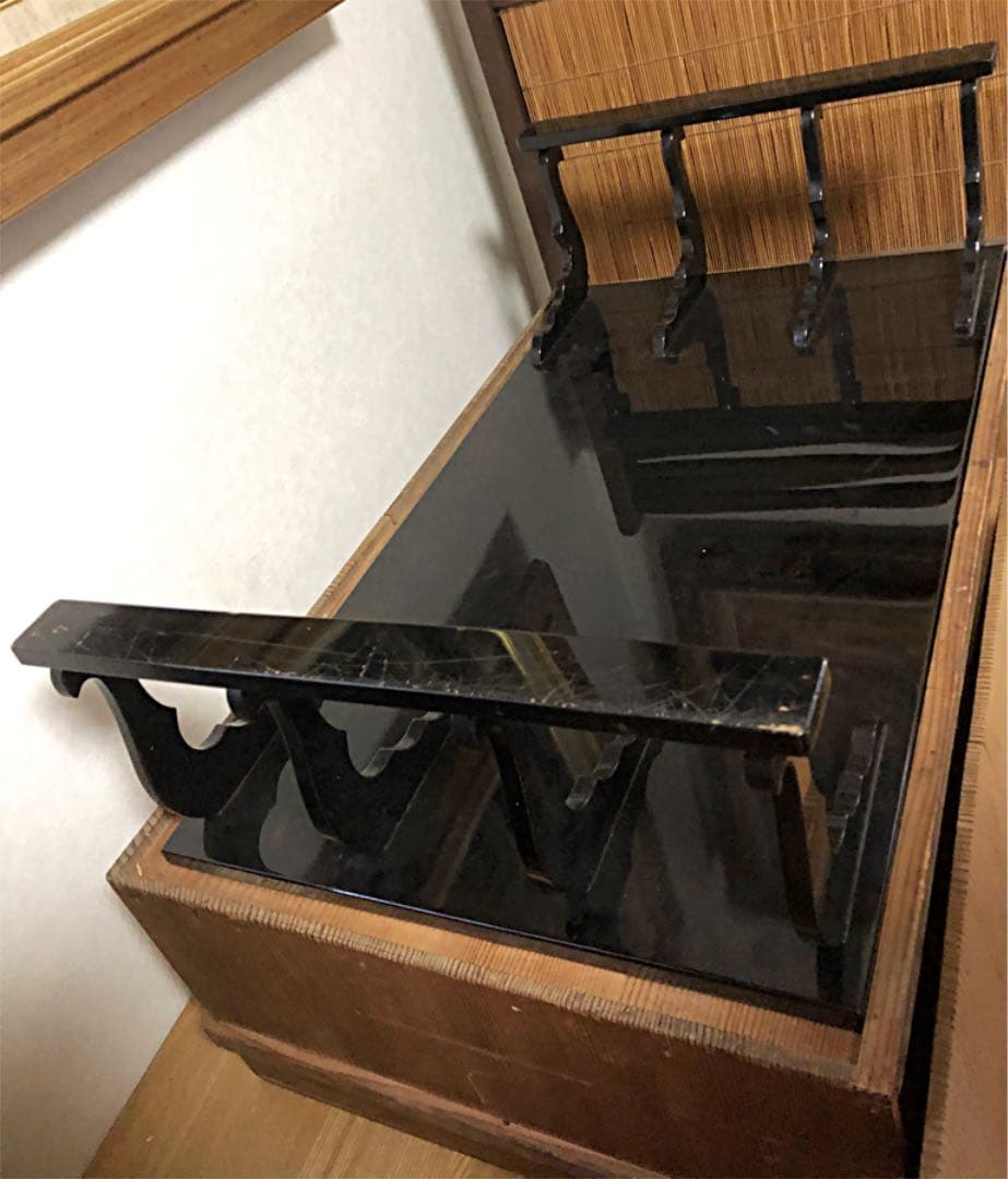 時代 漆芸 在銘 八足 平卓 香台 花台 共箱 特別価格