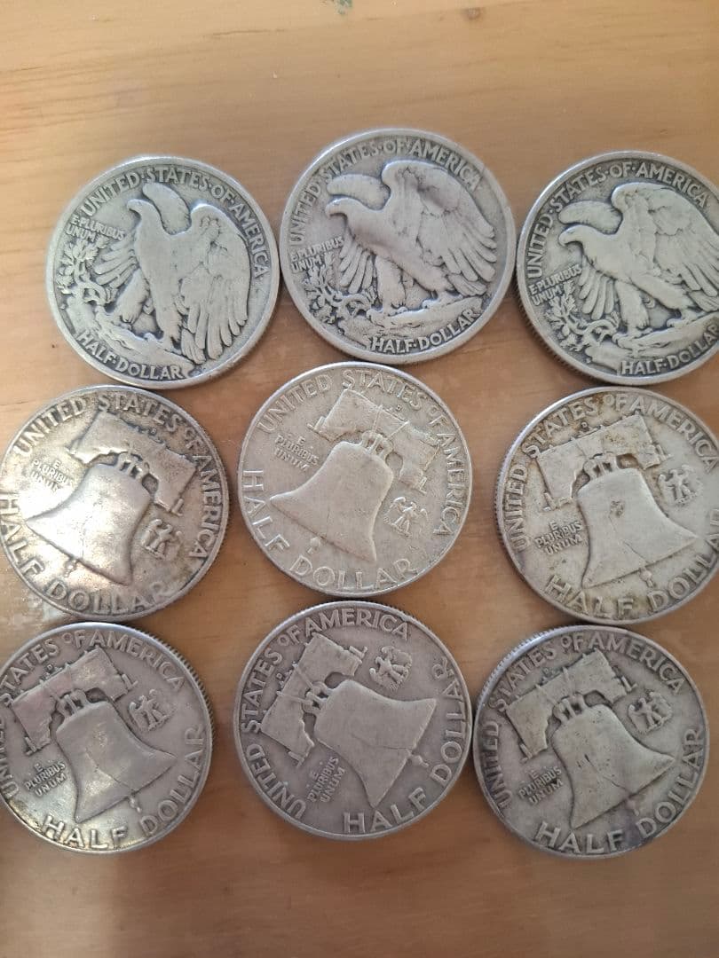 アメリカ合衆国ウォーキングリバティ　ベンジャミン・フランクリン　ハーフダラー銀貨