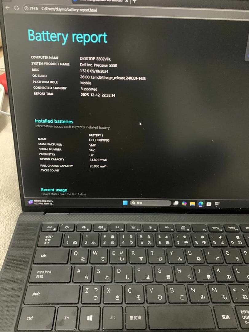 Windowsデスクトップ DELLPrecision 5550 Core i7-10850H 2.7GHz