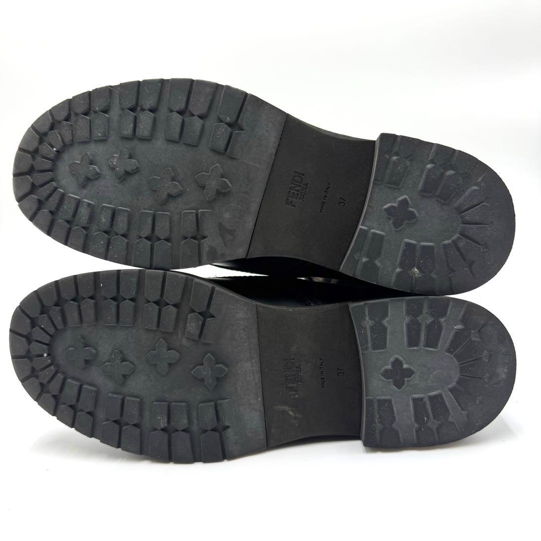 美品 FENDI ソックス ブーツ リブ ズッカ柄 FF Vibram 黒 37