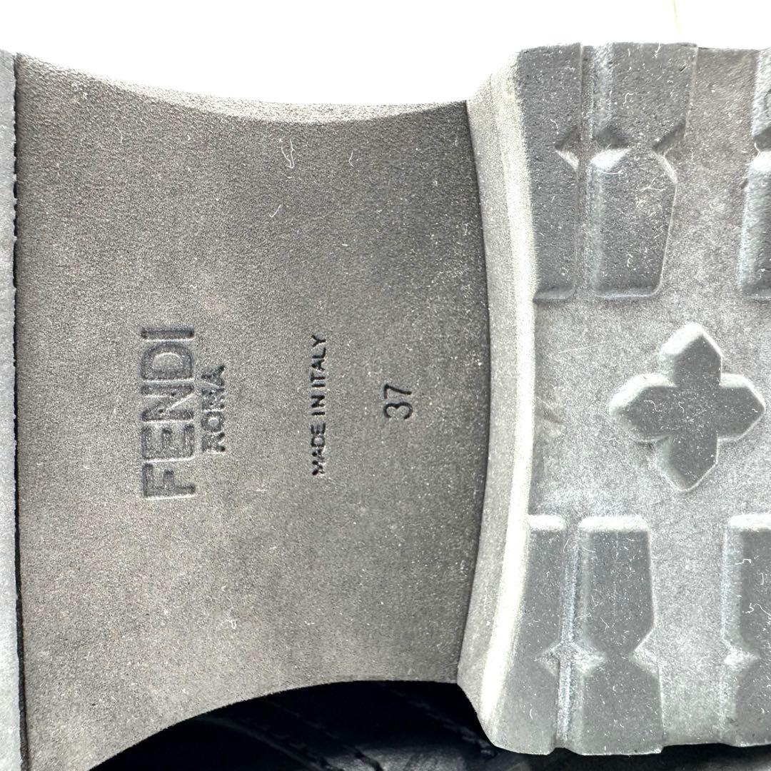 美品 FENDI ソックス ブーツ リブ ズッカ柄 FF Vibram 黒 37
