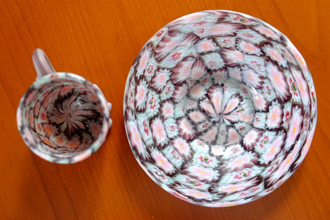 ミルフィオリ カップ＆ソーサー グラス 吹きガラス 江波冨士子/ムリーニ ガラス