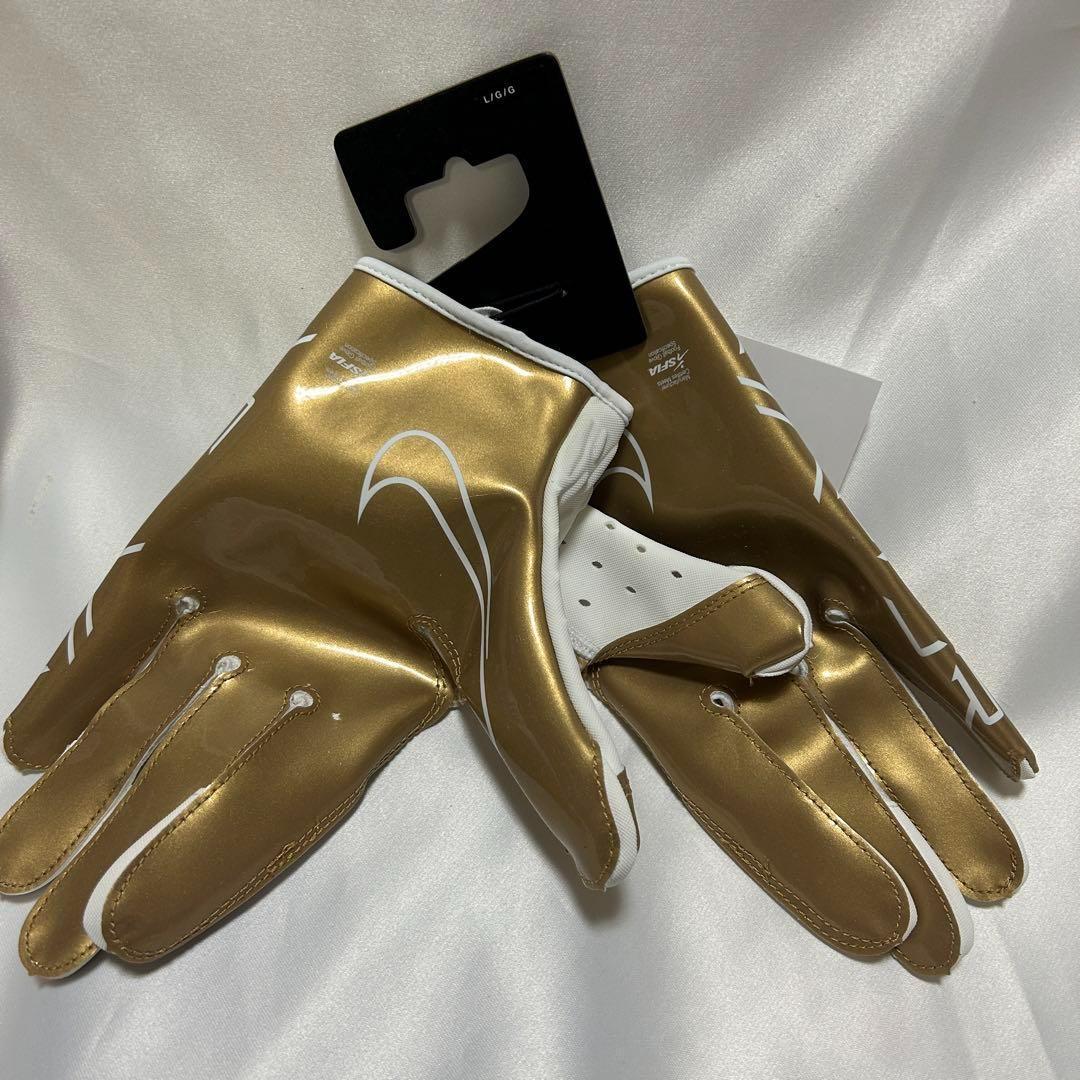 【新品】 アメフト NIKE ベイパージェット7.0 グローブ　白・金　L