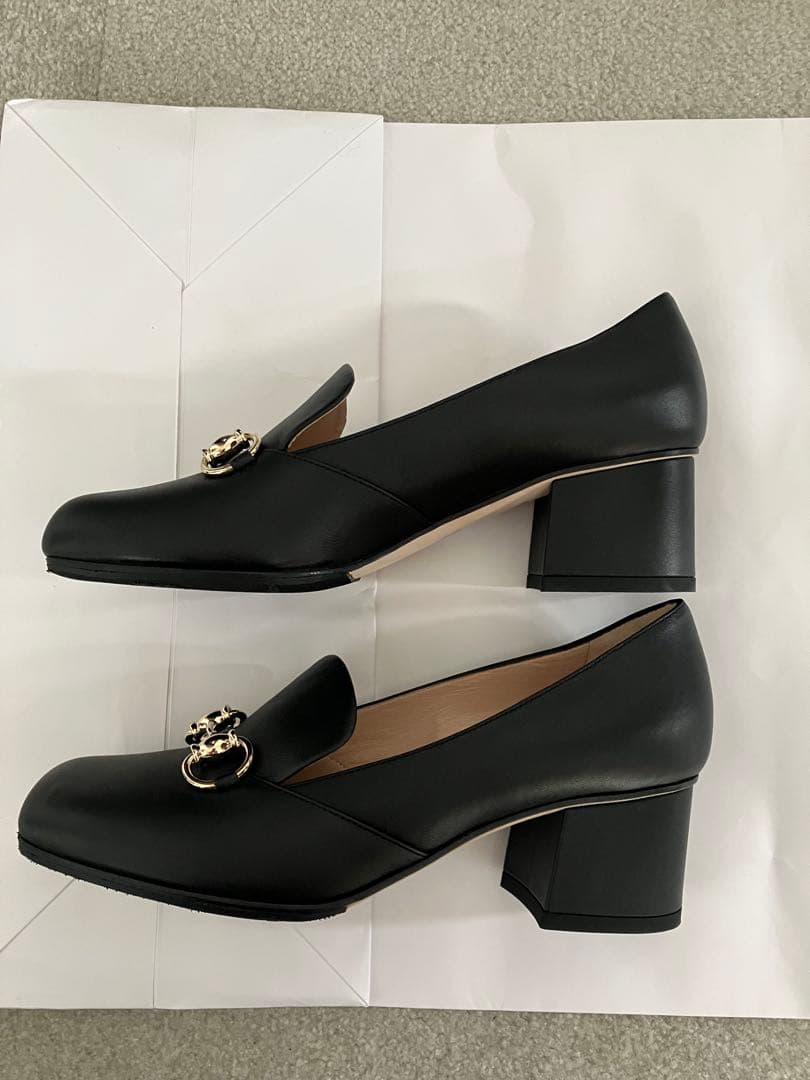GUCCI ホースビット黒ローファー ヒール☆室内試着のみ裏張り済美品
