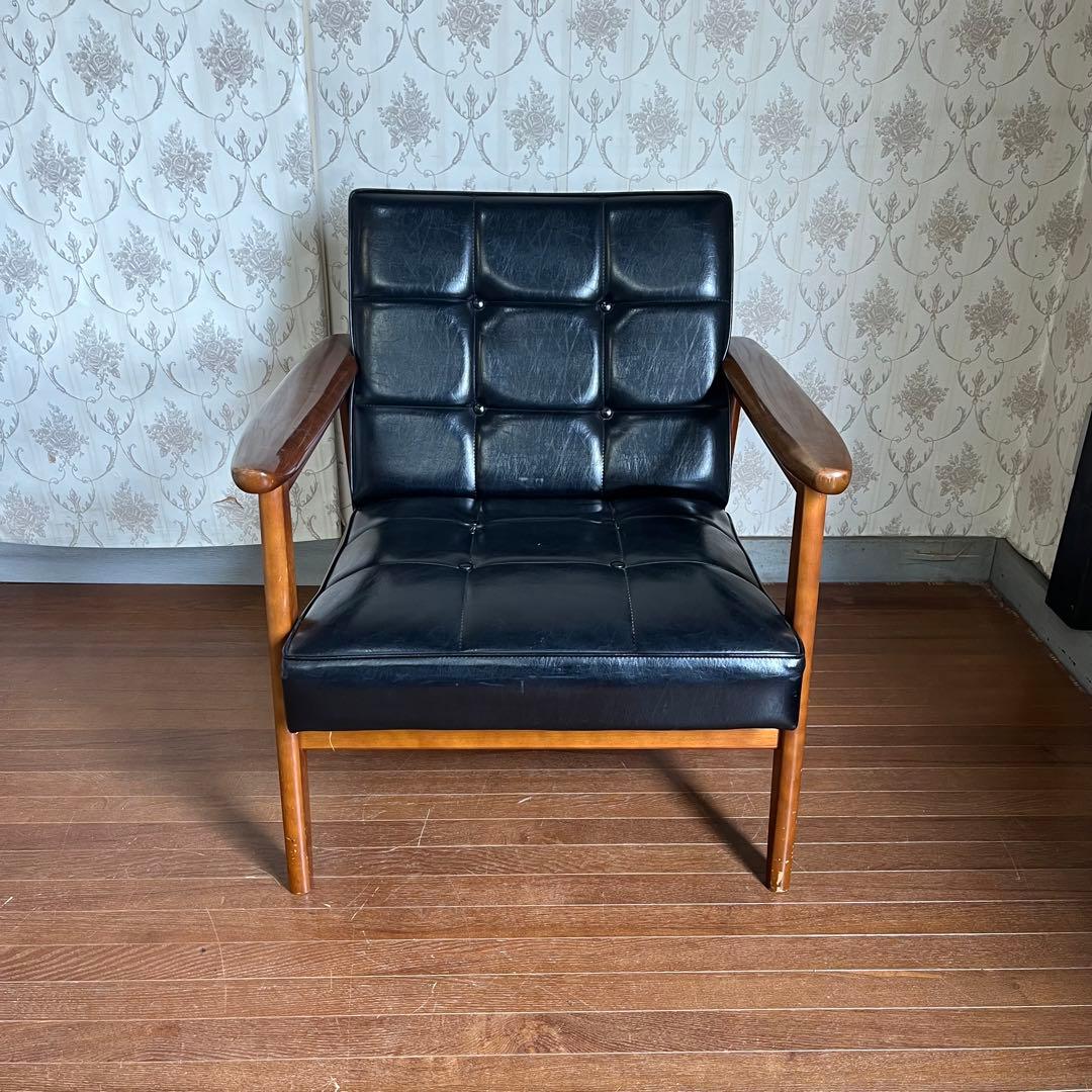 【アンティーク】昭和レトロ オールドカリモク Kチェア 1シーター 古家具