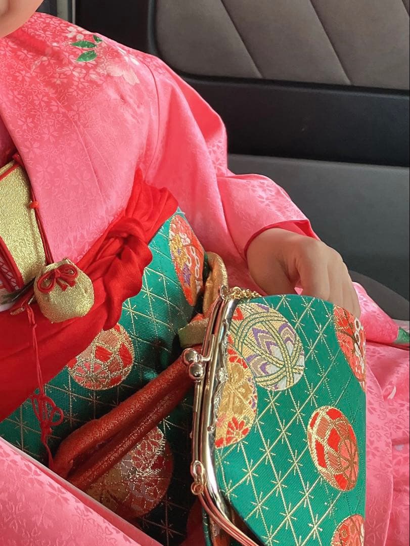 ♡　七五三用 ピンク花柄着物　7歳　フルセット