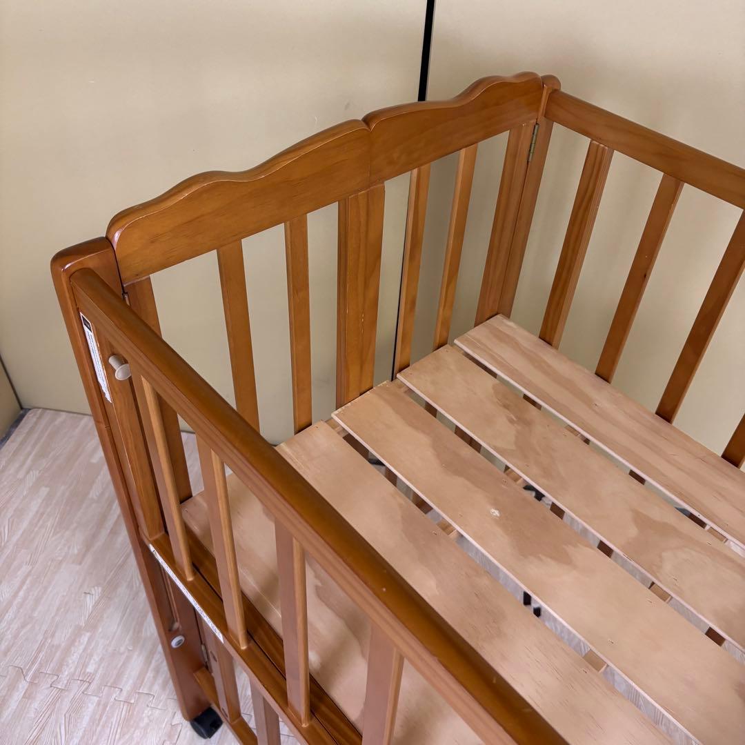 除菌清掃済　大和屋　パタン　折りたたみミニベビーベッド　すのこ　ライトブラウン