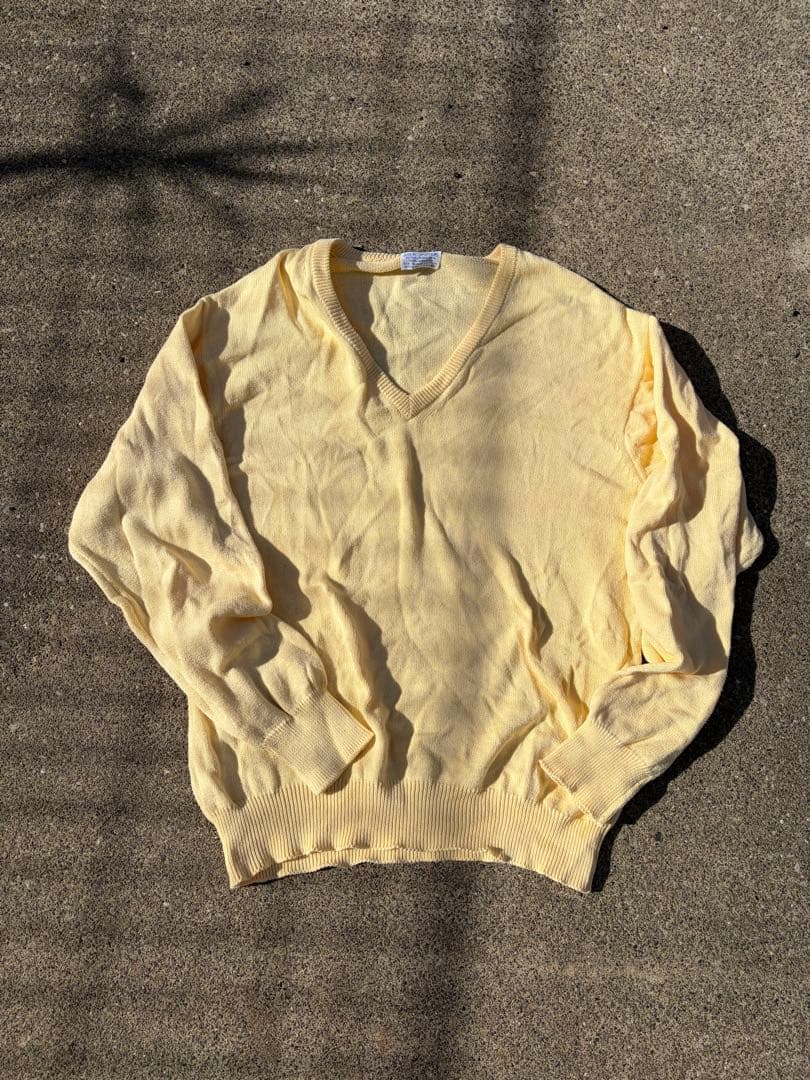 70s Brooks BrothersコットンニットVネック ヴィンテージUSA