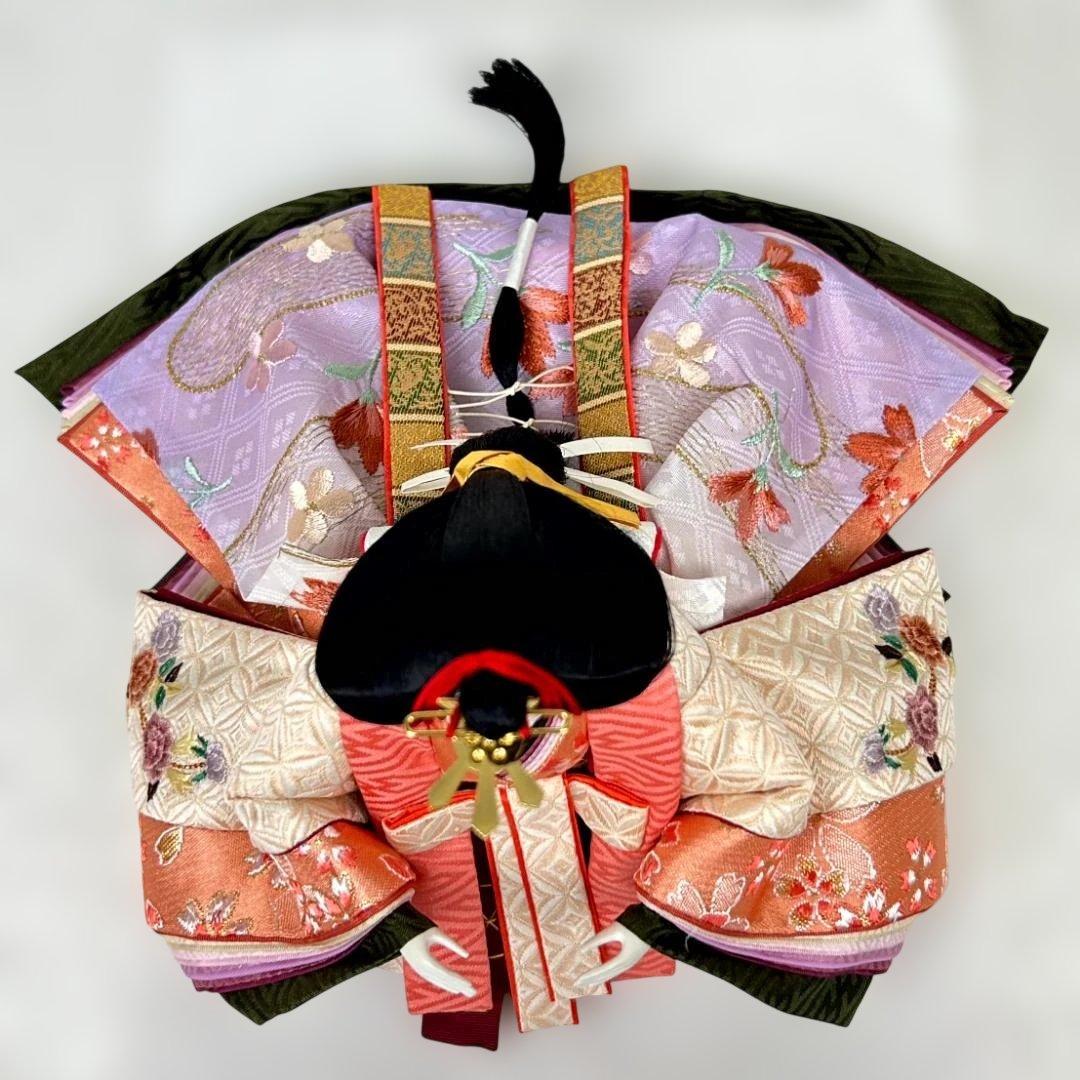 【高級品】雛人形　小木人形　親王飾り男雛と女雛　ひゐな　龍飛作　屛風付き