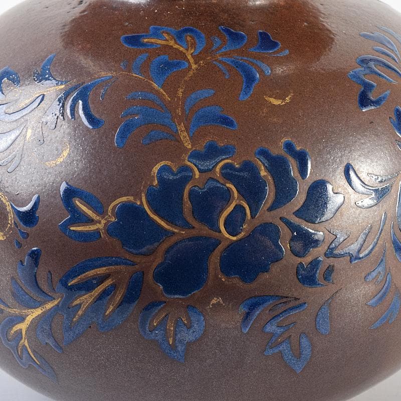 瀬戸焼　古瀬戸　瑠璃金彩葫蘆瓶　M　R7845