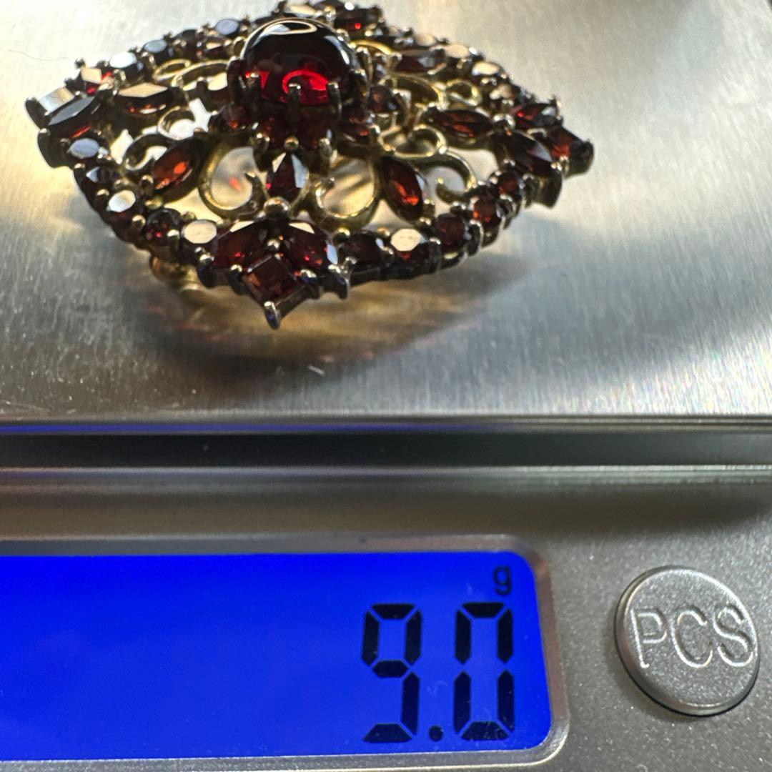 【vintage】ガーネット　シルバー925刻印　ブローチ