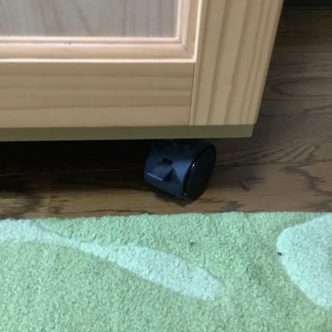 キム 日本製　のだ工芸　無垢パイン材使用　キッチンワゴン　黄色いタイル