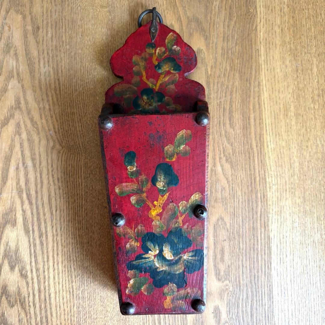 アンティーク 木製 壁掛け　インテリア　蚤の市　小物入れ