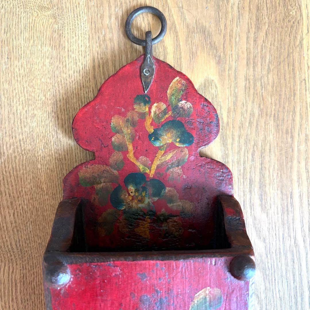 アンティーク 木製 壁掛け　インテリア　蚤の市　小物入れ