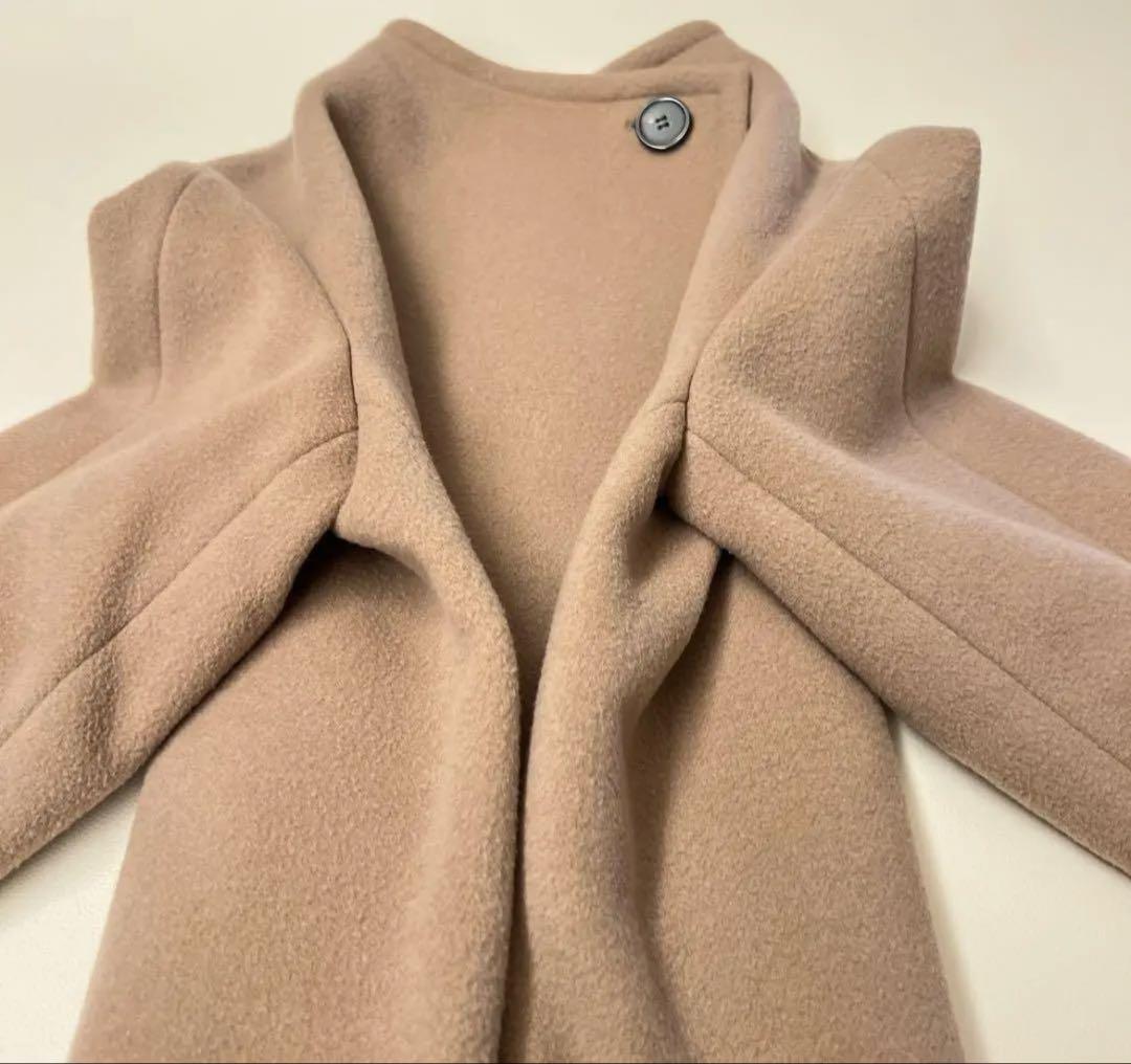スタンドカラーショートコートsuper140 ウール　IENA　コート ベージュ