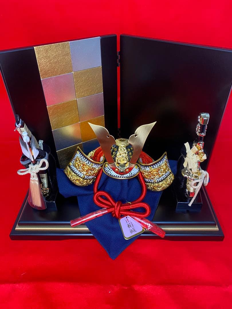 東京久月　五月人形　兜飾り平飾りセット　正絹糸　コンパクトサイズ