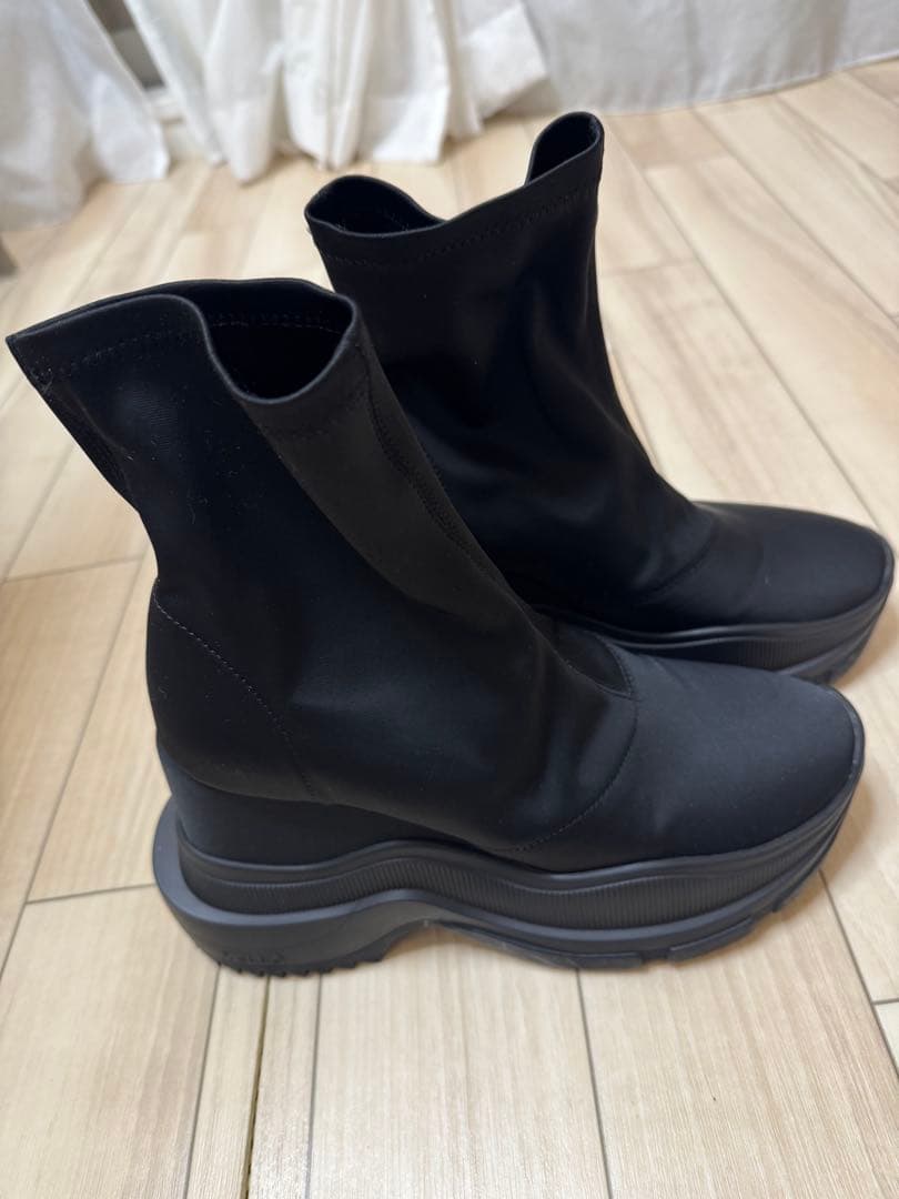 靴 TOKYO BLACK DOUBLE SNEAKER SHORT BOOTS